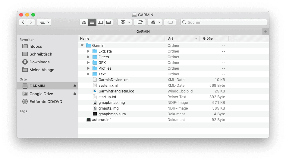 Garmin eTrex 10 Datei Mac