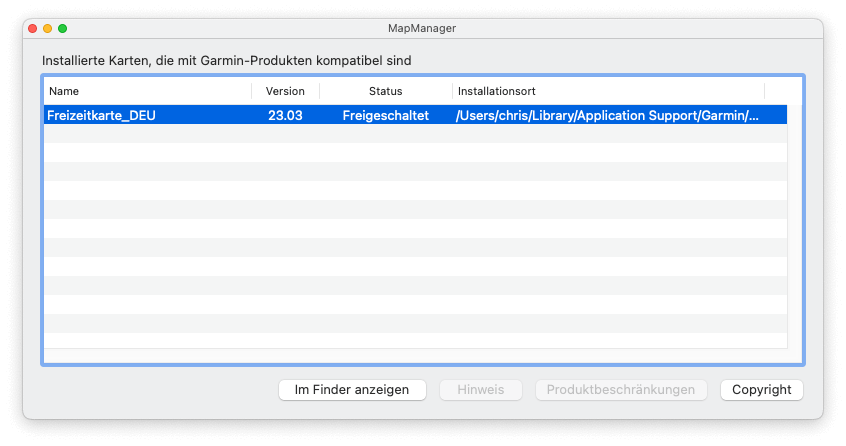 Freizeitkarte OSM auf Mac